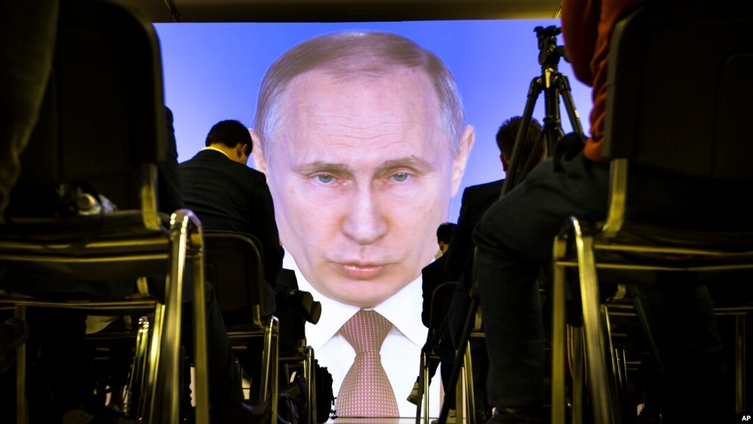 Ruski predsednik Vladimir Putin drži godišnji govor o stanju zemlje u Moskvi, 1. marta 2018.