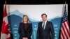 အမေရိကန်နိုင်ငံခြားရေးဝန်ကြီး Marco Rubio နှင့် ကနေဒါနိုင်ငံခြားရေးဝန်ကြီး Melanie Joly တို့ကို ကနေဒါနိုင်ငံ၊ Quebec၊ Charlevoix မှာ မတ်လ ၁၂ ရက် ကနေ ၁၄ ရက်နေ့ အထိ ထိကျင်းပတဲ့ G7 နိုင်ငံခြားရေးဝန်ကြီးများ အစည်းအဝေးတွင်း တွေ့မြင်ရစဥ်။ ဓာတ်ပုံ - Official / g7.canada.ca