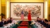美国商务部长罗斯率领美国代表团2018年6月3日在北京钓鱼台国宾馆与中国副总理刘鹤率领的中国代表团进行贸易谈判