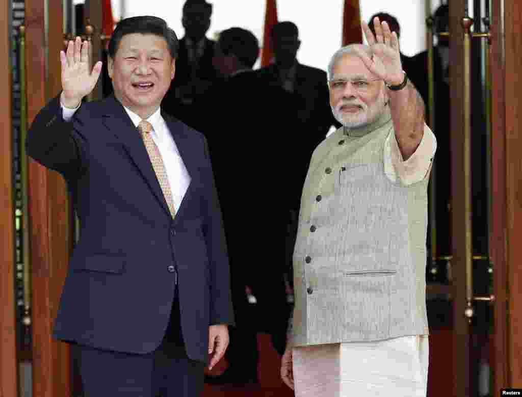 印度总理纳伦德拉.莫迪和中国国家主席习近平 