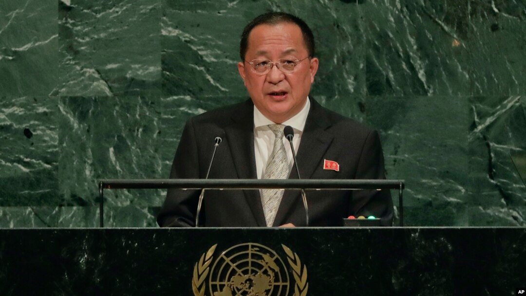El canciller de Corea del Norte, Ri Yong Ho, dice que declaraciones del presidente Donald Trump son "una declaración de guerra".
