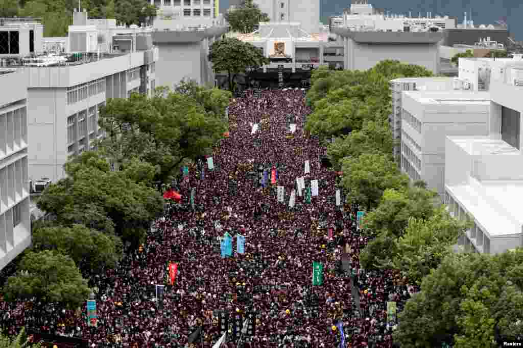 香港学生在香港中文大学举行反送中罢课行动。（2019年9月2日）
