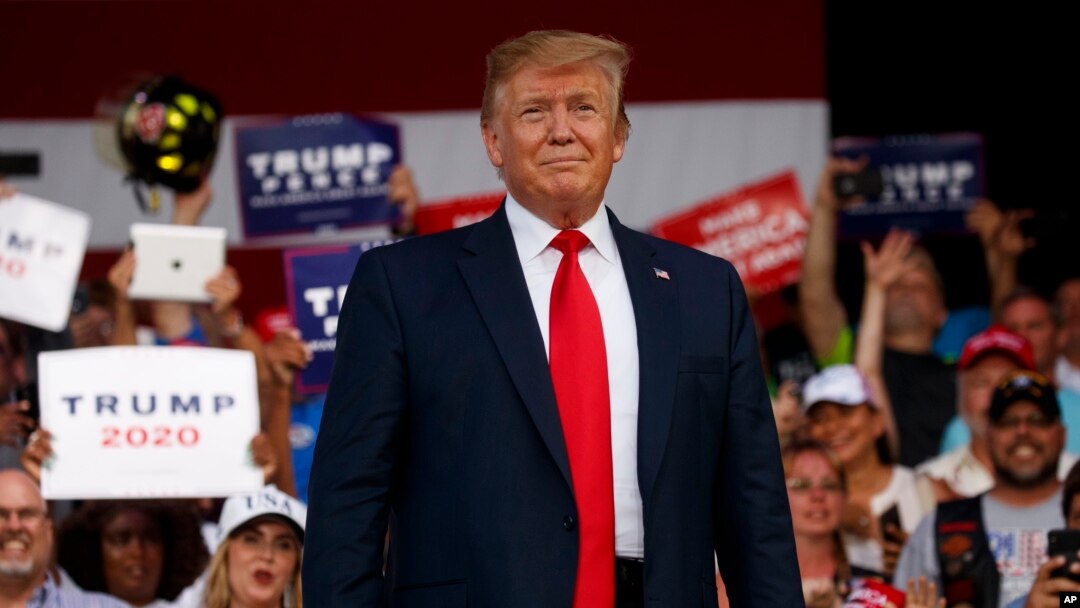 President Donald Trump arrives to speak at a rally at Aaron Bessant Amphitheater, May 8, 2019, in Panama City Beach, Fla.
