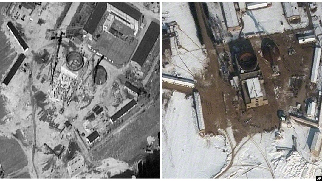 FILE - Satellite images of nuclear complex in Yongbyon, North Korea, Sept. 20, 2011 and Feb. 3, 2012. (DigitalGlobe)