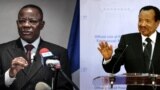 Photo combinée montrant le leader de l'opposition camerounaise Maurice Kamto (à gauche) et le président Paul Biya (à droite)