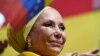 La exsenadora colombiana, Piedad Córdoba, participa en una manifestación de apoyo al gobierno de Venezuela y al foro izquierdista de Sao Paulo, en Caracas, el 27 de julio de 2019.