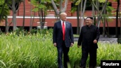 美国总统特朗普与朝鲜领导人金正恩今年6月在新加坡举行了首脑峰会